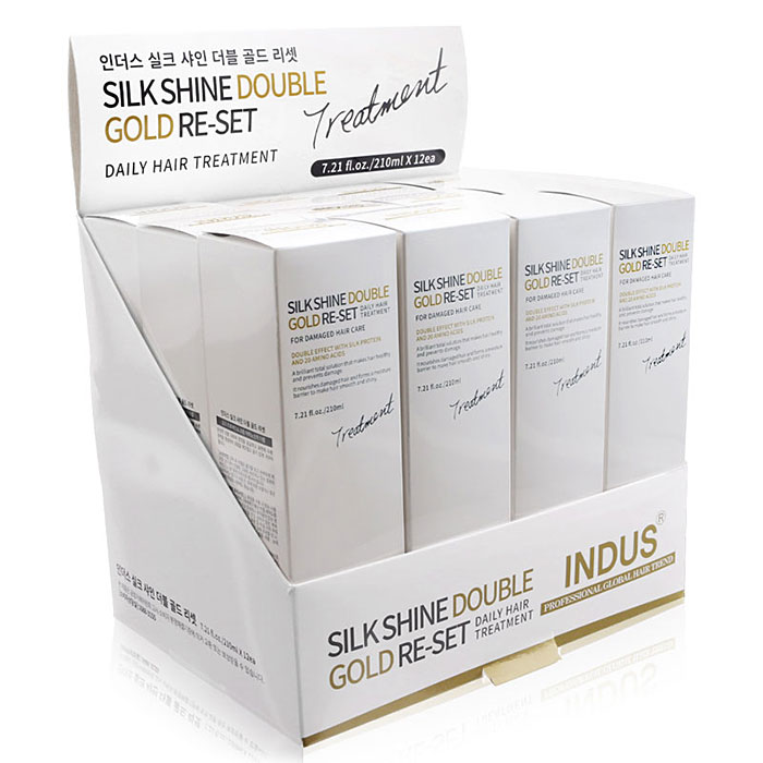 헤어2000,[인더스] 인더스 실크 샤인 더블 골드 리셋 210ml (트리트먼트+에센스)